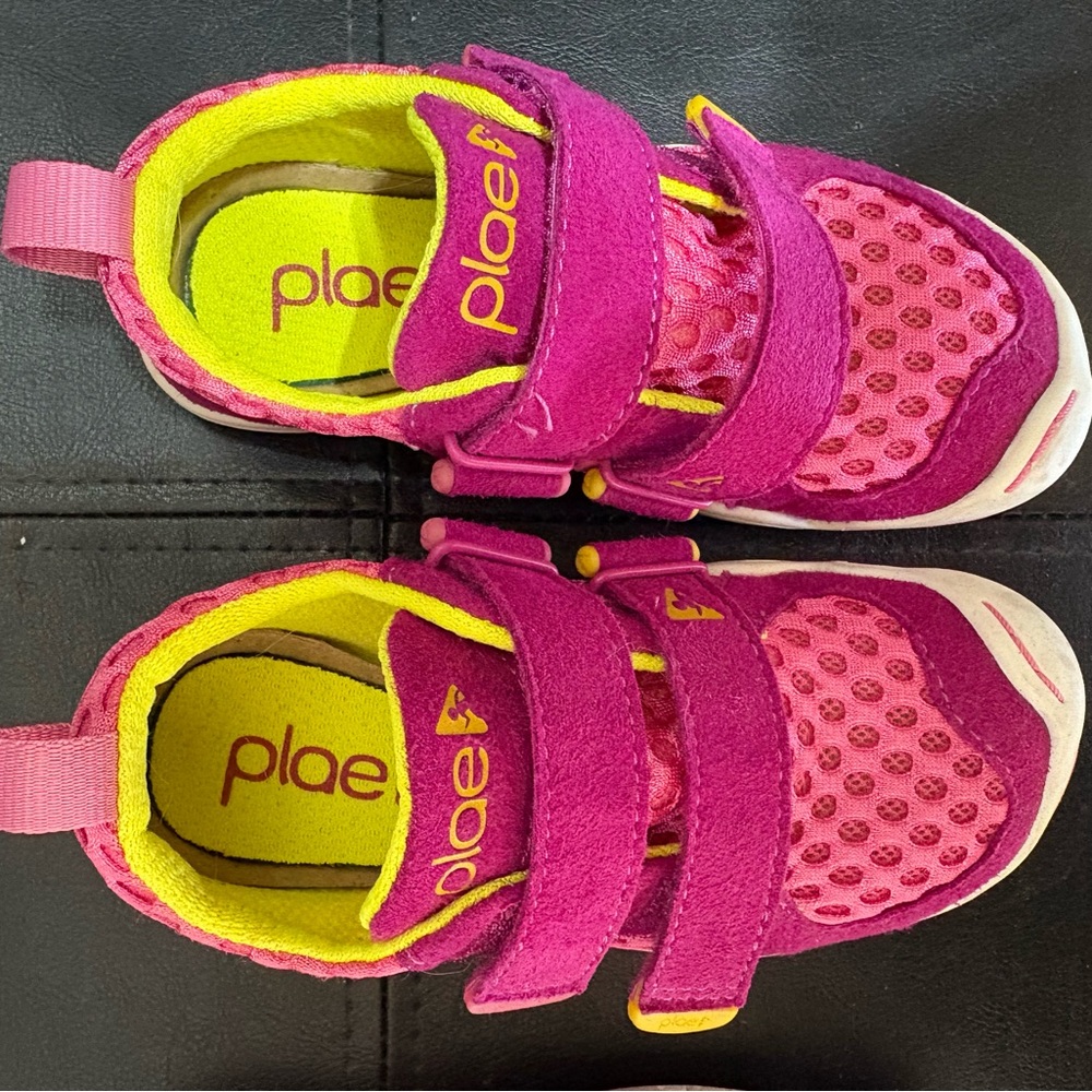 PLAE Pink and Yellow Sneakers with Velcro Straps